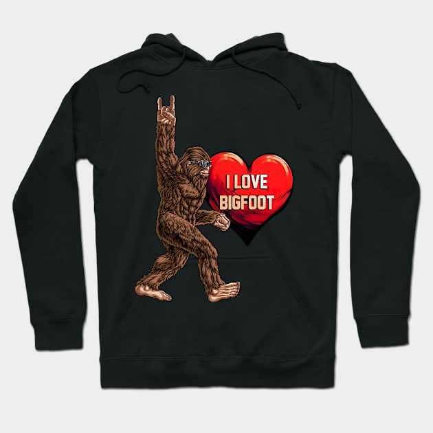 I Love Bigfoot Valentines Day Shirt Funny Heart Sasquatch Hoodie by jadolomadolo